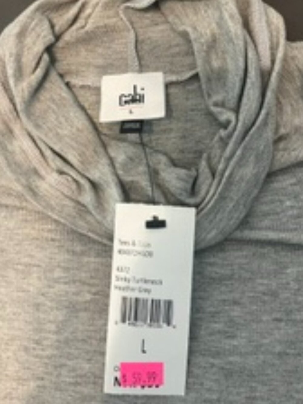 NWT Cabi Outlet Gray Short Sleeve Mock Neck Stretch Knit Top Women's - Picture 3 of 4
